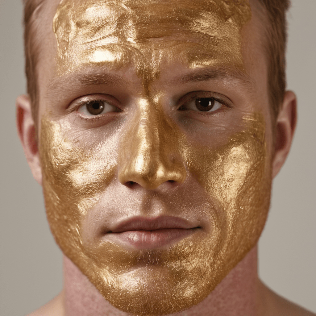 Портрет мужчины, золотистая кожа, крупный план